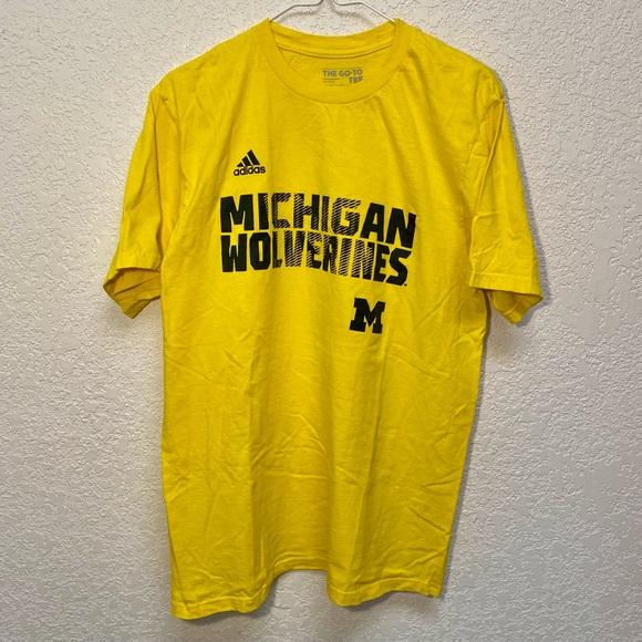 Adidas Michigan Wolverines T-Shirt Men’s L Maize Yellow Short Sleeve Tee Shirt - Picture 1 of 8